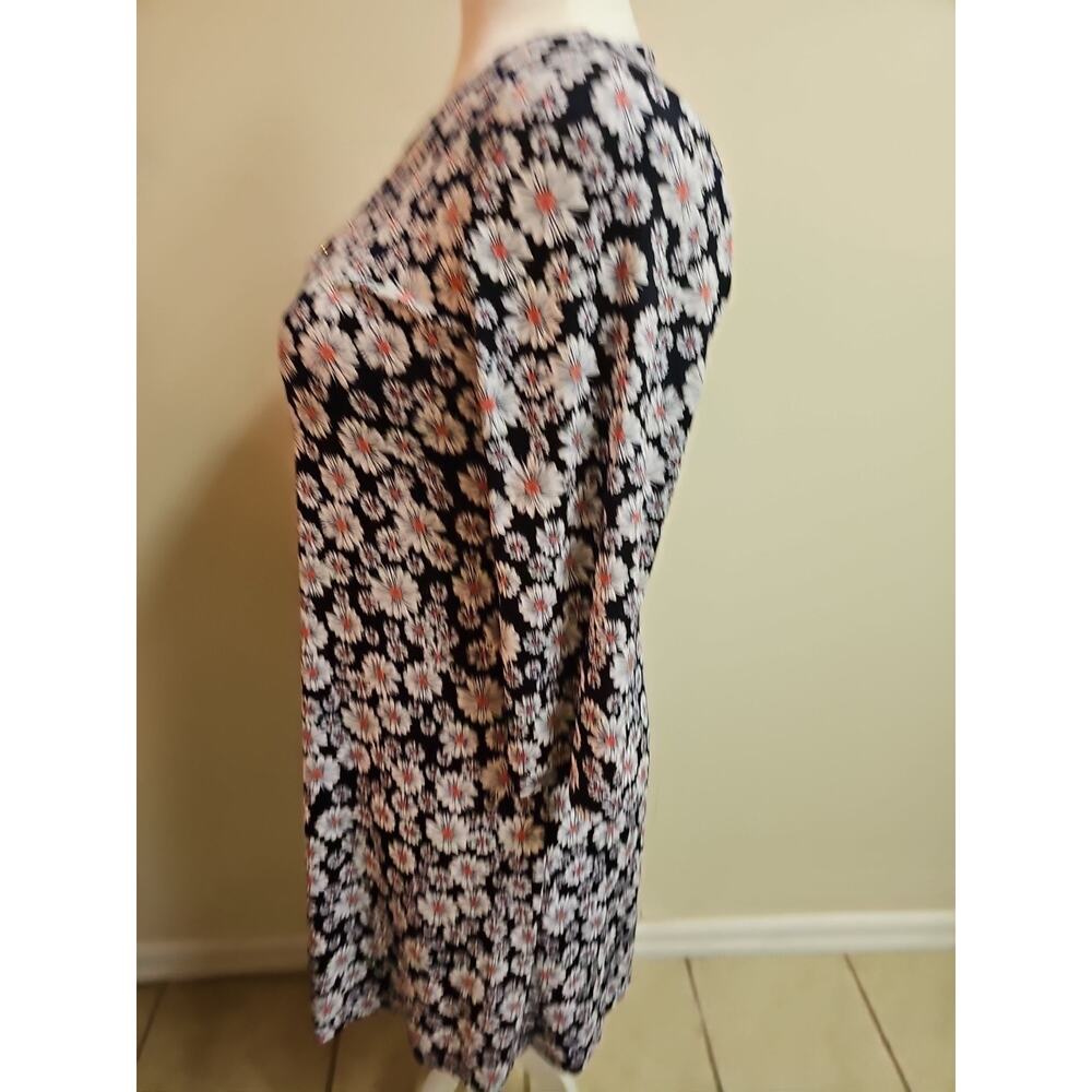 MSK Petite Navy Blue Stretch Boho Floral Dress With Lining SZ PL - Picture 4 of 7
